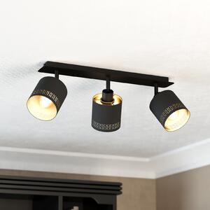 EGLO Plafonieră Esteperra negru/auriu 3 becuri, reglabil, Negru, Camera de zi / sufragerie, Țesătură / Textil