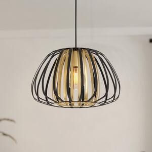 EGLO Lampă suspendată Encinitos, negru/alamă, Ø 37,5 cm, reglabil, Negru, Camera de zi / sufragerie, Metal