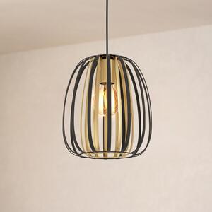 EGLO Lampă suspendată Encinitos, negru/alamă, Ø 25,5 cm, reglabil, Negru, Camera de zi / sufragerie, Metal