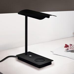 EGLO Lampă de masă LED Arenaza, dimabilă, QI, negru, reglabil, Negru, Studiu / Birou, Metal, Modern