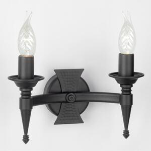 Elstead Aplică de perete SAXON 2 becuri, negru, reglabil, Negru, Camera de zi / sufragerie, Metal, Casă de țară / Rustic