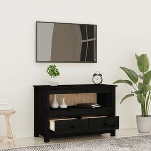 Comodă TV, negru, 79x35x52 cm, lemn masiv de pin