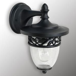 Elstead Aplică exterior Burford-abajur din sticlă cu bule, reglabil, Negru, Metal, Antichitate