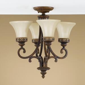 FEISS Lampă suspendată Drawing Room, 4 becuri, reglabil, Maro / Rugină, Camera de zi / sufragerie, Metal, Antichitate