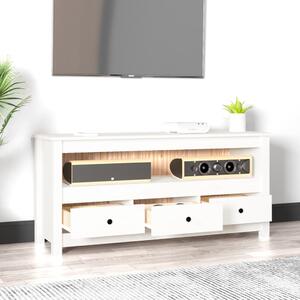 Comodă TV, alb, 114x35x52 cm, lemn masiv de pin