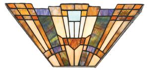 QUOIZEL Aplică de perete Inglenook cu sticlă colorată, reglabil, Multicolor, Camera de zi / sufragerie, Sticlă, Tiffany