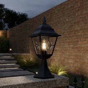 Elstead Lampă cu soclu Norfolk, negru/transparent, sticlă conținut de plumb, IP43, Negru, Metal