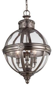 FEISS Lampă suspendată Adams Ø 37 cm nichel, reglabil, Metalic, Camera de zi / sufragerie, Metal, Antichitate, glob