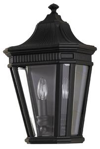 FEISS Aplică exterior Cotswold Lane negru semi-felinar, Negru, Metal, Antichitate, Priză de perete top