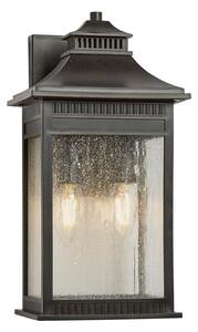 QUOIZEL Aplică de exterior Livingston medie, h=35,6cm, Bronz / Alamă Veche, Sticlă, Maritimă, Felinar