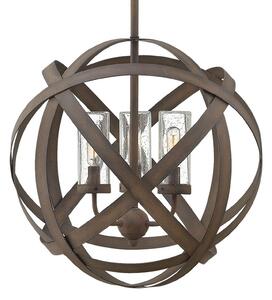 HINKLEY Carson - lampă pendul de exterior, manufacturată, Maro / Rugină, Metal, Design industrial, Pandantiv cu flacără multiplă
