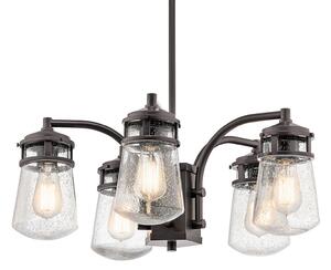 KICHLER Lampă pendul de exterior Lyndon, 5 fluxuri, Bronz / Alamă Veche, Metal, Felinar