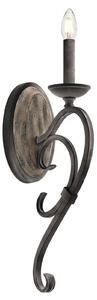 KICHLER Aplică de perete rustică Taulbee, reglabil, Negru, Camera de zi / sufragerie, Metal, Casă de țară / Rustic