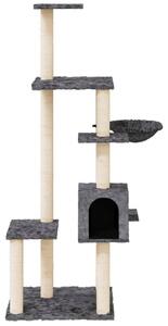 Ansamblu pisici cu stâlpi din funie sisal, gri închis, 142 cm