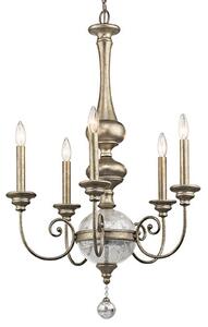 KICHLER Candelabru Rosalie 5 becuri Ø 61 cm, reglabil, Auriu / Alamă, Camera de zi / sufragerie, Metal, Antichitate