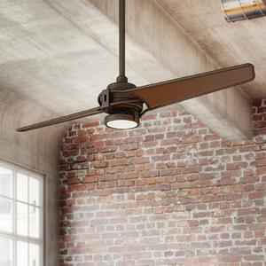 KICHLER Ventilator tavan cu LED Xety, bronz uleiat, periat, reglabil, Bronz / Alamă Veche, Camera de zi / sufragerie, Plastic