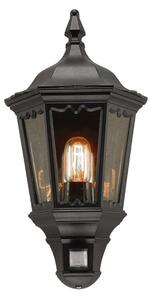 Elstead Aplică de exterior Medstead, cu senzor, negru, IP43, Negru, Metal, Antichitate, Felinar
