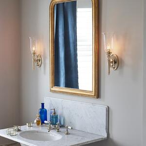 Elstead Aplică cu LED Dryden, pentru baie, abajur de sticlă, IP44, reglabil, Auriu / Alamă, Baie, Metal