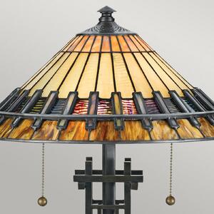 QUOIZEL Lampă de masă Chastain cu abajur Tiffany, Multicolor, Camera de zi / sufragerie, Sticlă, Tiffany