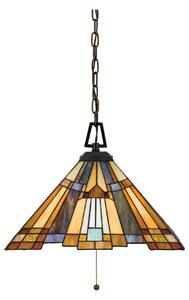 QUOIZEL Lampă susp Inglenook, stil Tiffany, suspend. lanț, Multicolor, Camera de zi / sufragerie, Metal, Tiffany