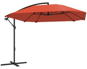 Outsunny Umbrelă de Soare Suspendată cu Bază în Cruce, Articulație Tip Banană și Manivelă, 304x260x245 cm, Maro | Aosom Romania