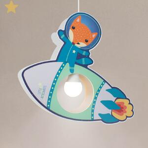 Elobra Micii Astronauți rachetă de lumină pandantiv, reglabil, Albastru, Camera copiilor, Lemn