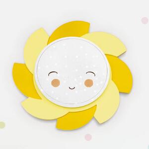 Elobra Aplică de perete LED Sun Starlight Smile, galben, Galben, Camera copiilor, Lemn