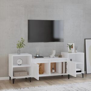 Comodă TV, alb extralucios, 160x35x55 cm, lemn prelucrat