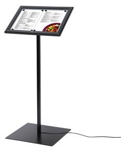 Menuboard cu vitrina LED 2 x A4, negru