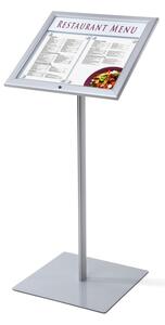 Menuboard cu vitrina LED 2 x A4, cu card de sus, aluminiu
