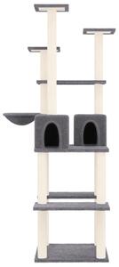 Ansamblu de pisici, stâlpi din funie sisal, gri închis, 167 cm
