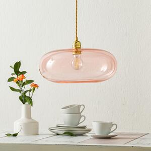 EBB & FLOW Horizon lampă susp. auriu-rosé Ø 36 cm, reglabil, Roz / Rosé, Camera de zi / sufragerie, Sticlă, Scandinavă