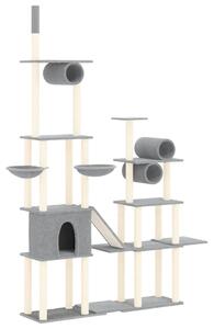 Ansamblu pisici cu stâlpi din funie sisal, gri deschis, 279 cm