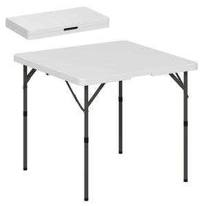Outsunny Masă de Camping Pliabilă cu 2 Înălțimi Reglabile, 86x86x74 cm, Alb | Aosom Romania