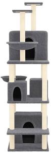 Ansamblu de pisici, stâlpi din funie sisal, gri închis, 180 cm