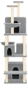 Ansamblu de pisici, stâlpi din funie sisal, gri deschis, 180 cm