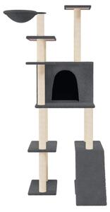 Ansamblu de pisici, stâlpi din funie sisal, gri închis, 166 cm