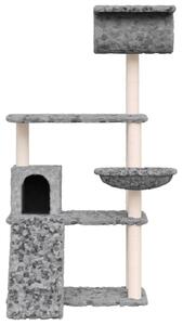 Ansamblu de pisici, stâlpi din funie sisal, gri deschis, 131 cm