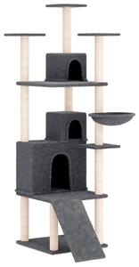 Ansamblu de pisici, stâlpi din funie sisal, gri închis, 175 cm