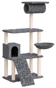 Ansamblu de pisici, stâlpi din funie sisal, gri închis, 131 cm