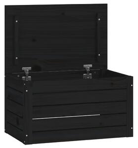 Cutie de depozitare, negru, 59,5x36,5x33 cm, lemn masiv de pin