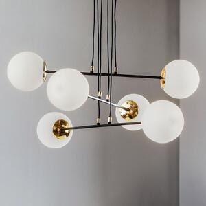 EMIBIG LIGHTING Lampă suspendată Ognis 6, 6 becuri, negru/auriu, reglabil, Negru, Camera de zi / sufragerie, Metal, Modern