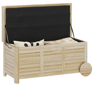 Outsunny Cutie de Depozitare pentru Grădină cu Roți si Prelată Interioară Rezistentă, 110x50x50 cm, Lemn Natural | Aosom Romania