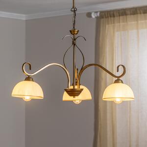 EMIBIG LIGHTING Lampă suspendată Wivara 3, 3 becuri, auriu, reglabil, Auriu / Alamă, Camera de zi / sufragerie, Metal, Antichitate