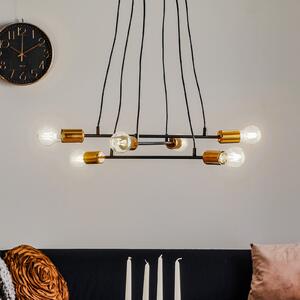 EMIBIG LIGHTING Lampă suspendată Bravo 6 becuri cu detalii din cupru, negru, reglabil, Negru, Camera de zi / sufragerie, Metal, Modern
