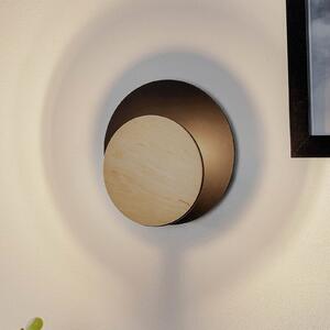 EMIBIG LIGHTING Aplică de perete Circle în negru cu placă decorativă din lemn, reglabil, Negru, Camera de zi / sufragerie, Metal, Modern