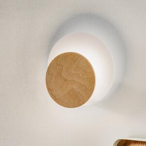 EMIBIG LIGHTING Aplică de perete Circle în alb, placă decorativă din lemn deschis, reglabil, Alb, Camera de zi / sufragerie, Metal, Modern