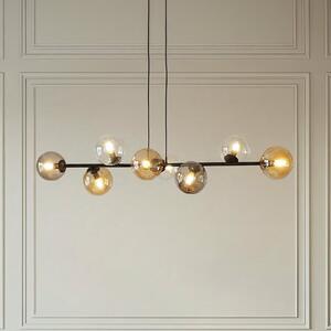 EMIBIG LIGHTING Lampă suspendată Glassy, 8 becuri, negru, grafit/chihlimbar/transparent, reglabil, Negru, Camera de zi / sufragerie, Sticlă, Modern, glob
