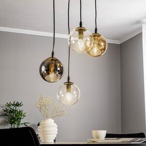 EMIBIG LIGHTING Lampă suspendată Glassy, 4 becuri, negru, grafit/chihlimbar/transparent, E14, reglabil, Negru, Camera de zi / sufragerie, Sticlă, Modern