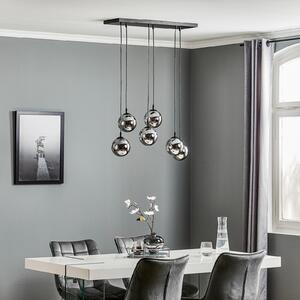 EMIBIG LIGHTING Lampă suspendată Glassy, 6 becuri, negru, grafit, sticlă, 75 cm, reglabil, Negru, Camera de zi / sufragerie, Sticlă, Modern